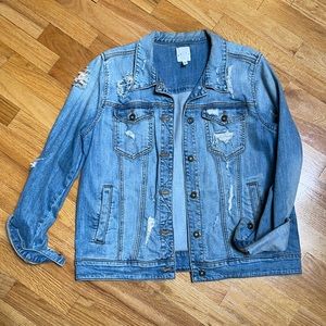 Leith Distressed Denim Jacket